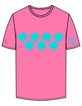 The Mens Tee - Hot Pink - Bodi - Center Chest Circle - Left Sleeve & Back Stacked - Printed - Teal