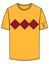The Mens Tee - Gold - Bodi - Center Chest Diamond - Left Sleeve & Back Stacked - Printed - Maroon