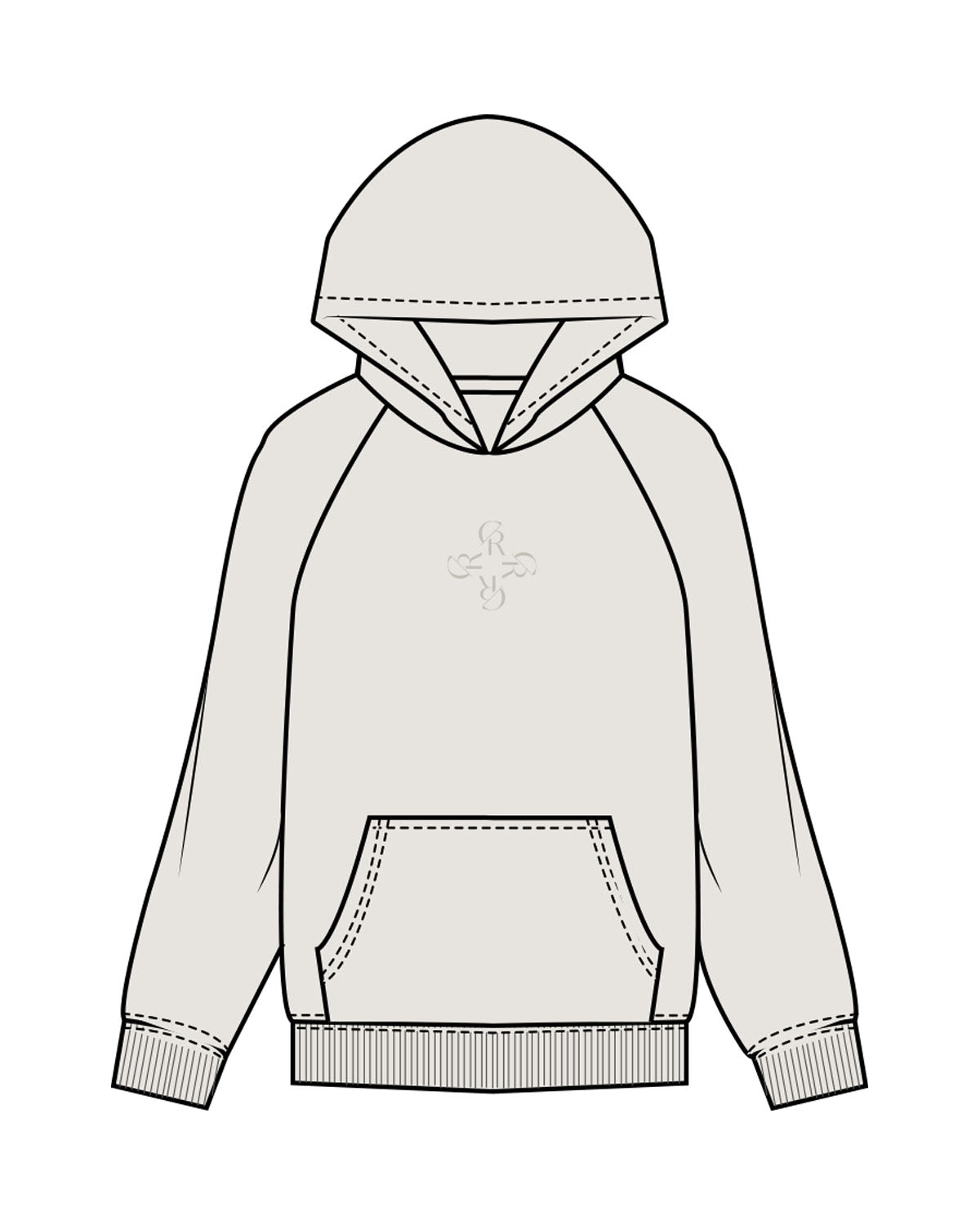 The Womens Hoodie - Washed Bone - Core Reform - Center Chest - Printed - Tone on Tone