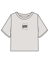 The Heavyweight Crop Tee - Washed Bone - BODI MOMI - Center Chest - Printed - Charcoal