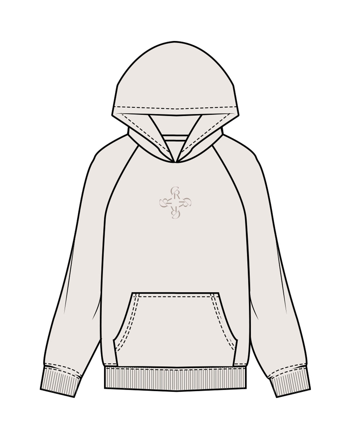 The Womens Hoodie - Bone - Core Reform - Center Chest - Printed - Tone on Tone