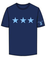 The Mens Tee - Cobalt - Bodi - Center Chest Star - Left Sleeve & Back Stacked - Printed - Baby Blue