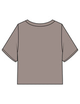 The Heavyweight Crop Tee - Washed Gray - BODI MOMI - Front Stacked & Left Sleeve - Printed - Bone