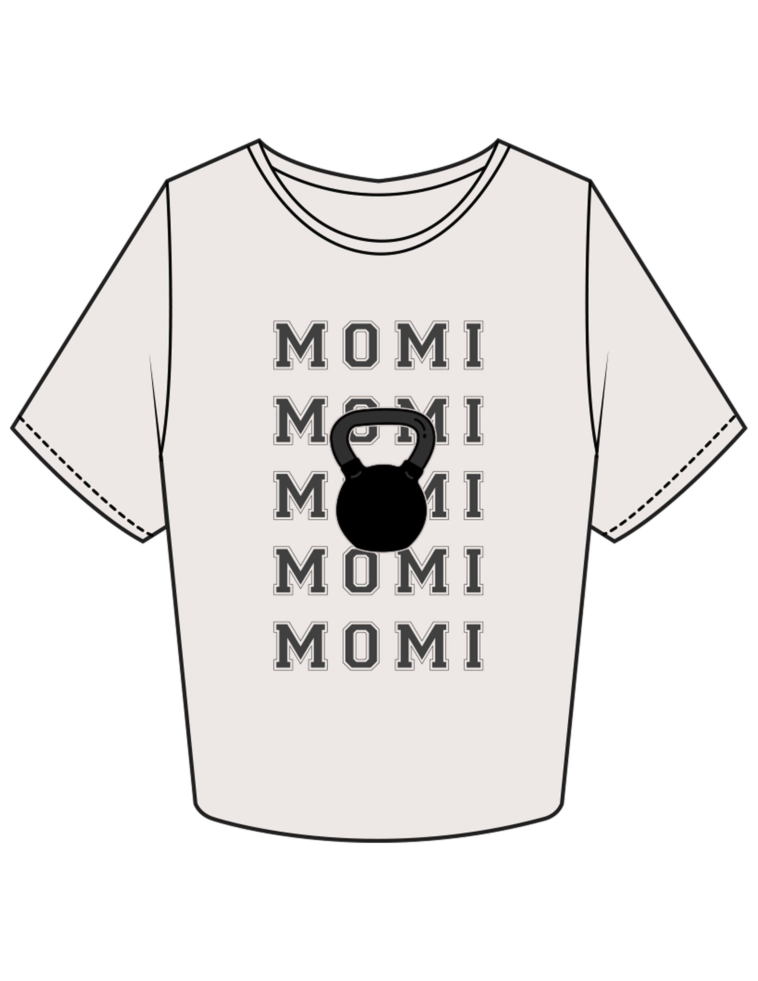 The Crop Tee - Bone - BODI MOMI - Front Stacked "KETTLEBELL" & Back Neckline - Printed - Full Color