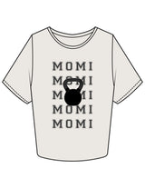 The Crop Tee - Bone - BODI MOMI - Front Stacked "KETTLEBELL" & Back Neckline - Printed - Full Color