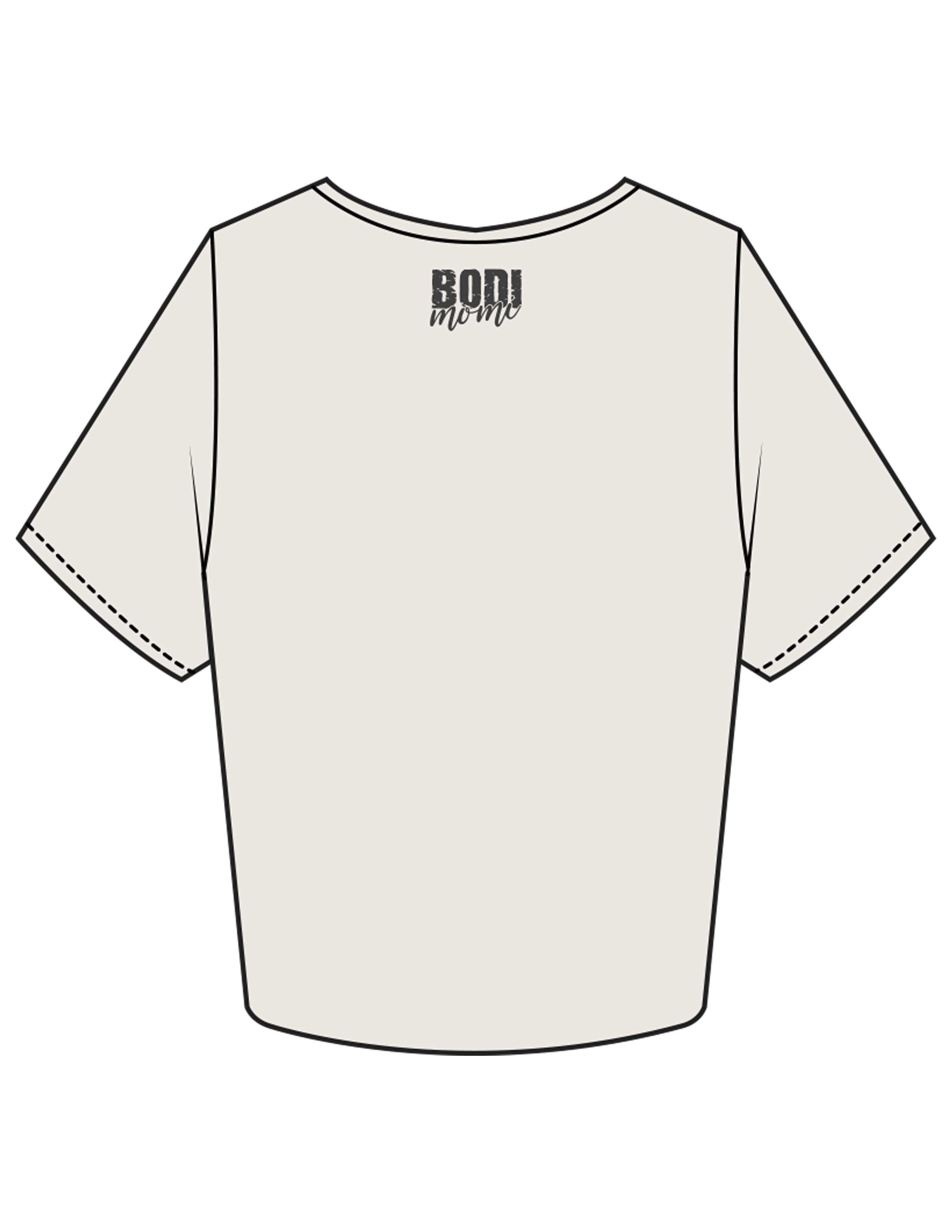 The Crop Tee - Bone - BODI MOMI - Front Stacked "BARBELL" & Back Neckline - Printed - Full Color