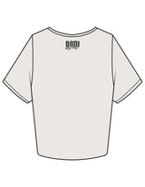 The Crop Tee - Bone - BODI MOMI - Front Stacked "KETTLEBELL" & Back Neckline - Printed - Full Color