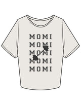 The Crop Tee - Bone - BODI MOMI - Front Stacked "BARBELL" & Back Neckline - Printed - Full Color