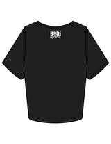 The Crop Tee - Black - BODI MOMI - Front Stacked "KETTLEBELL" & Back Neckline - Printed - Full Color