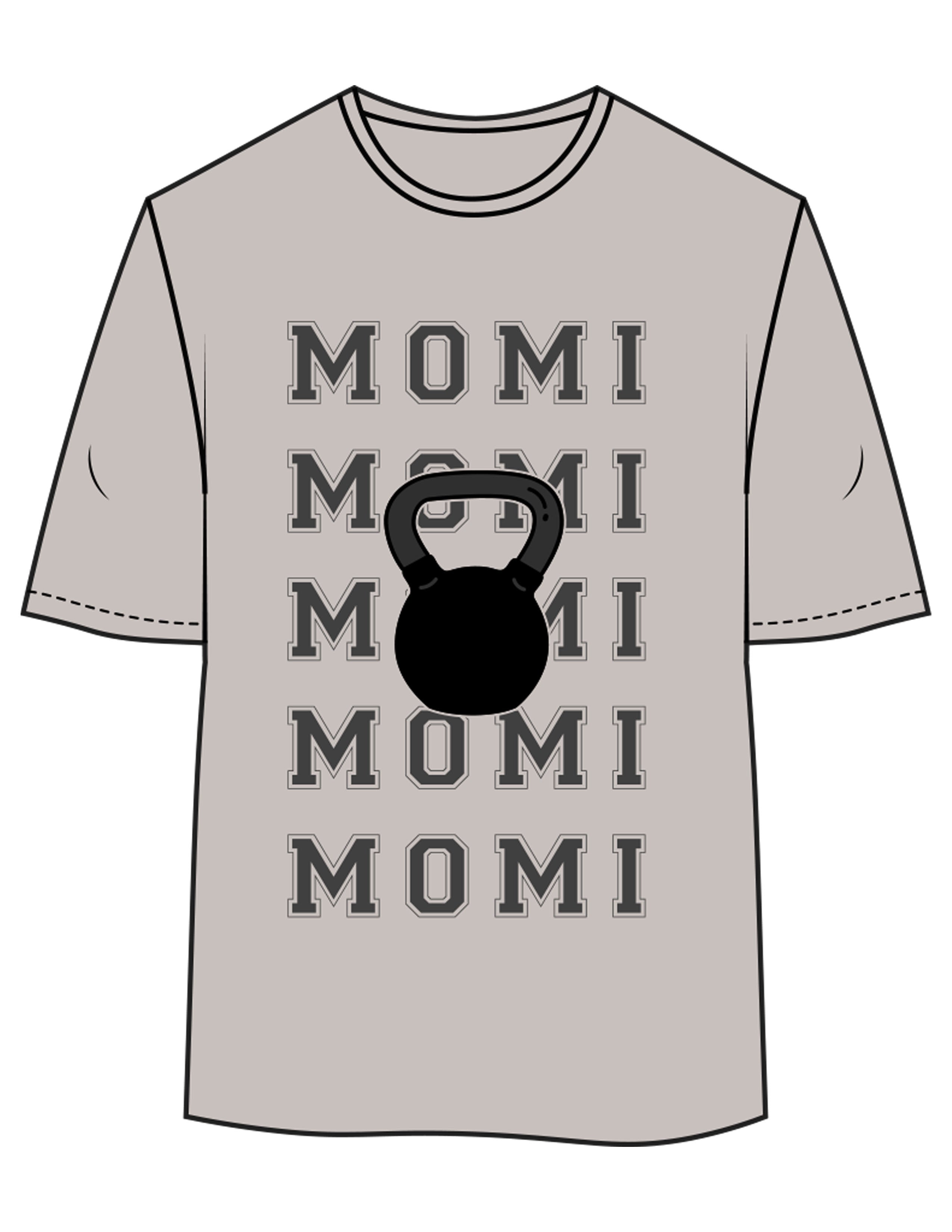The Womens Oversized Tee - Storm - BODI MOMI - Front Stacked "KETTLEBELL" & Back Neckline - Printed - Full Color
