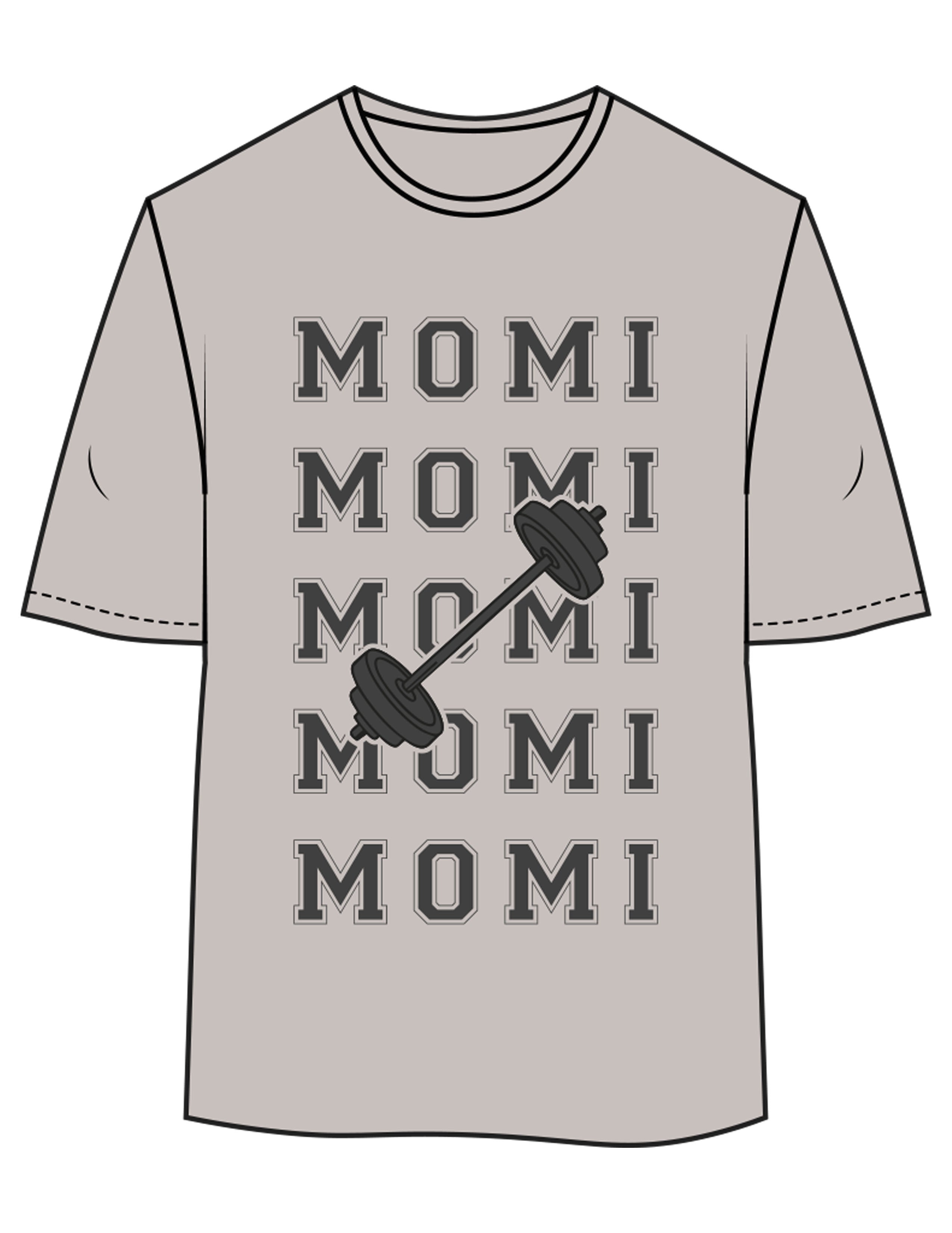The Womens Oversized Tee - Storm - BODI MOMI - Front Stacked "BARBELL" & Back Neckline - Printed - Full Color