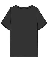 The Womens Heavyweight Tee - Washed Black - BODI MOMI - Front Stacked w/ Script & Left Sleeve - Printed - Bone