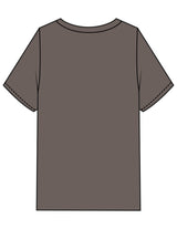 The Womens Heavyweight Tee - Grey Stone - BODI MOMI - Front Stacked Lightning & Left Sleeve - Printed - Full Color