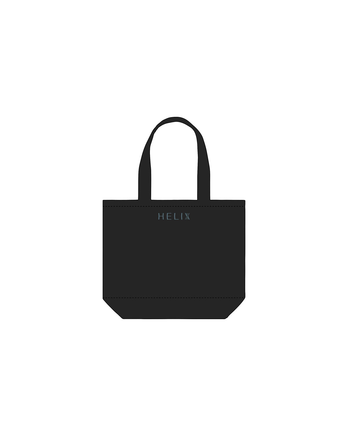 The Tote Bag - Black - Helix Strength Studio - Front Top "X" - Printed - Teal