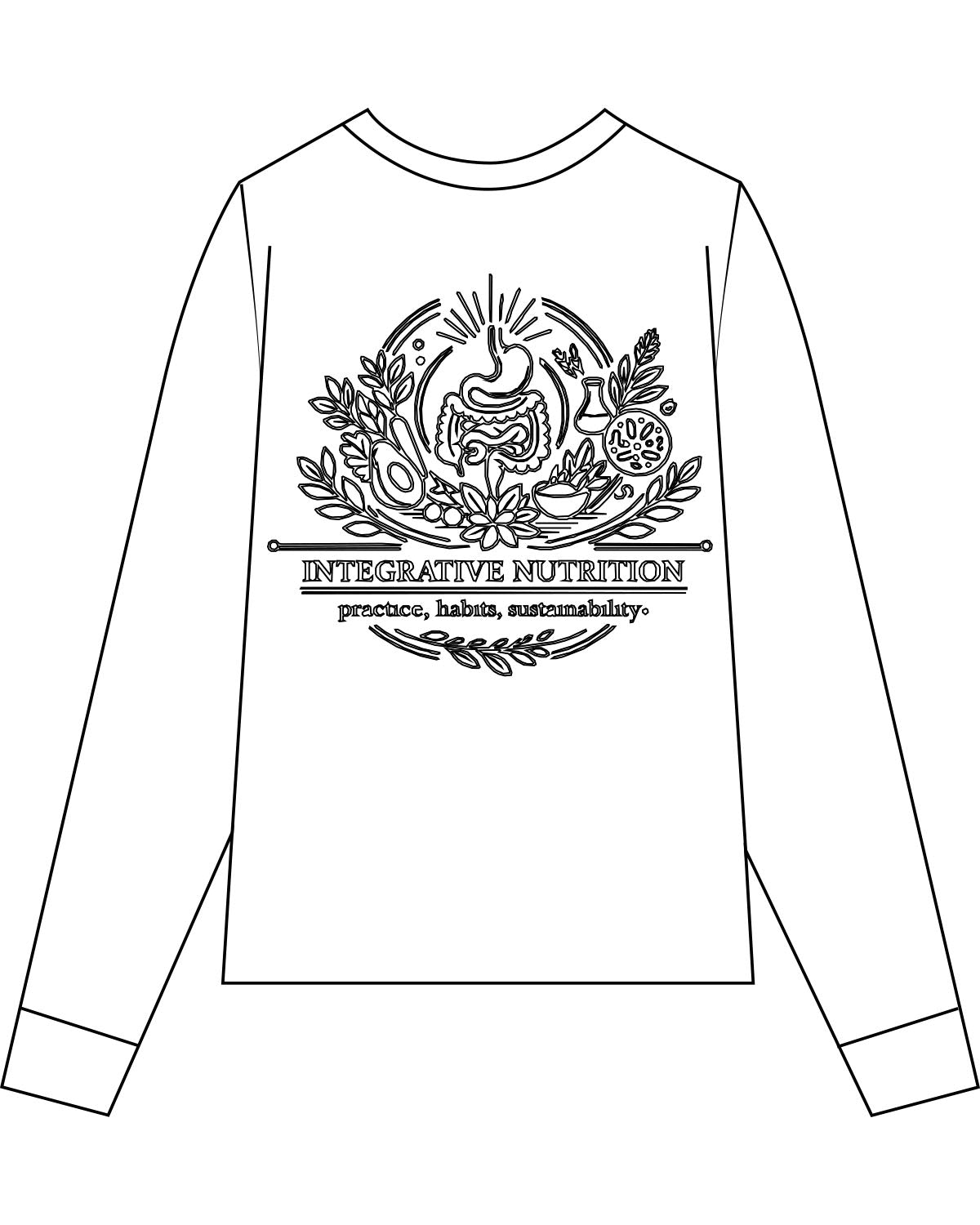 The Womens Long Sleeve - White - UCSD Health - Center Chest & Full Back "NUTRITION" - Black