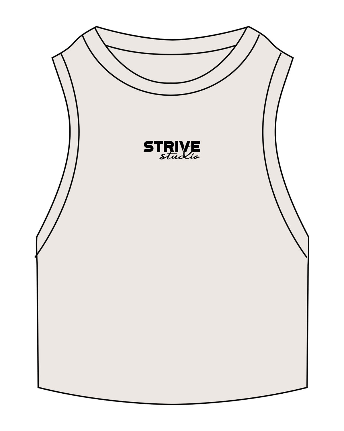 The Ribbed Crop Tank - Bone - Strive - Center Chest Stacked - Embroidered - Black