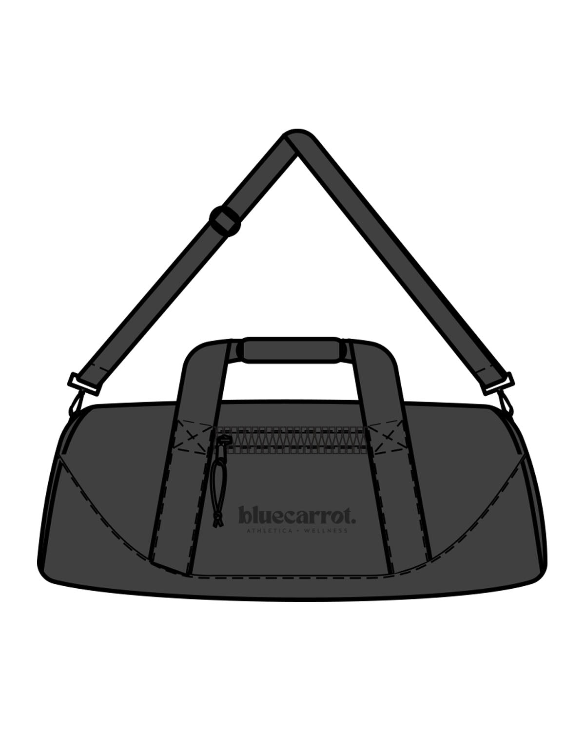 The Gym Duffel - Charcoal - BlueCarrot - Center Body Stacked - Printed - Tone on Tone