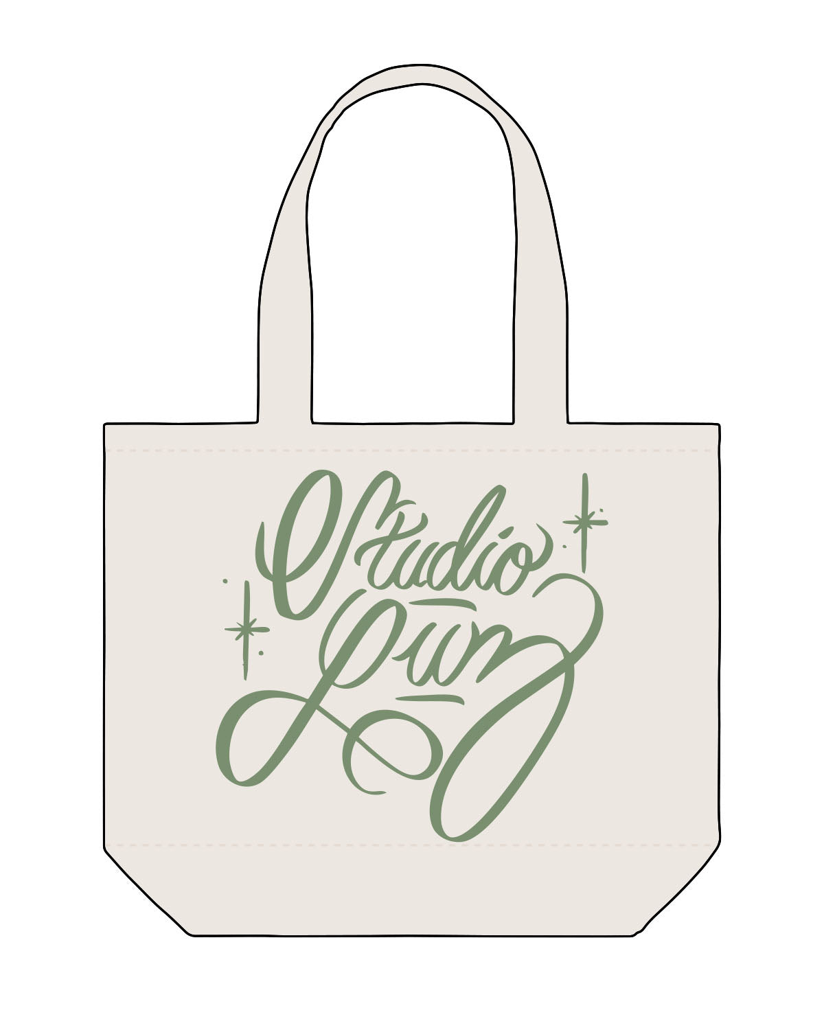 The Tote Bag - Natural - Bianca - Front Stacked - Green