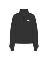 The Womens 1/4 Zip - Washed Black - Rumble - Left Chest - Embroidered - White