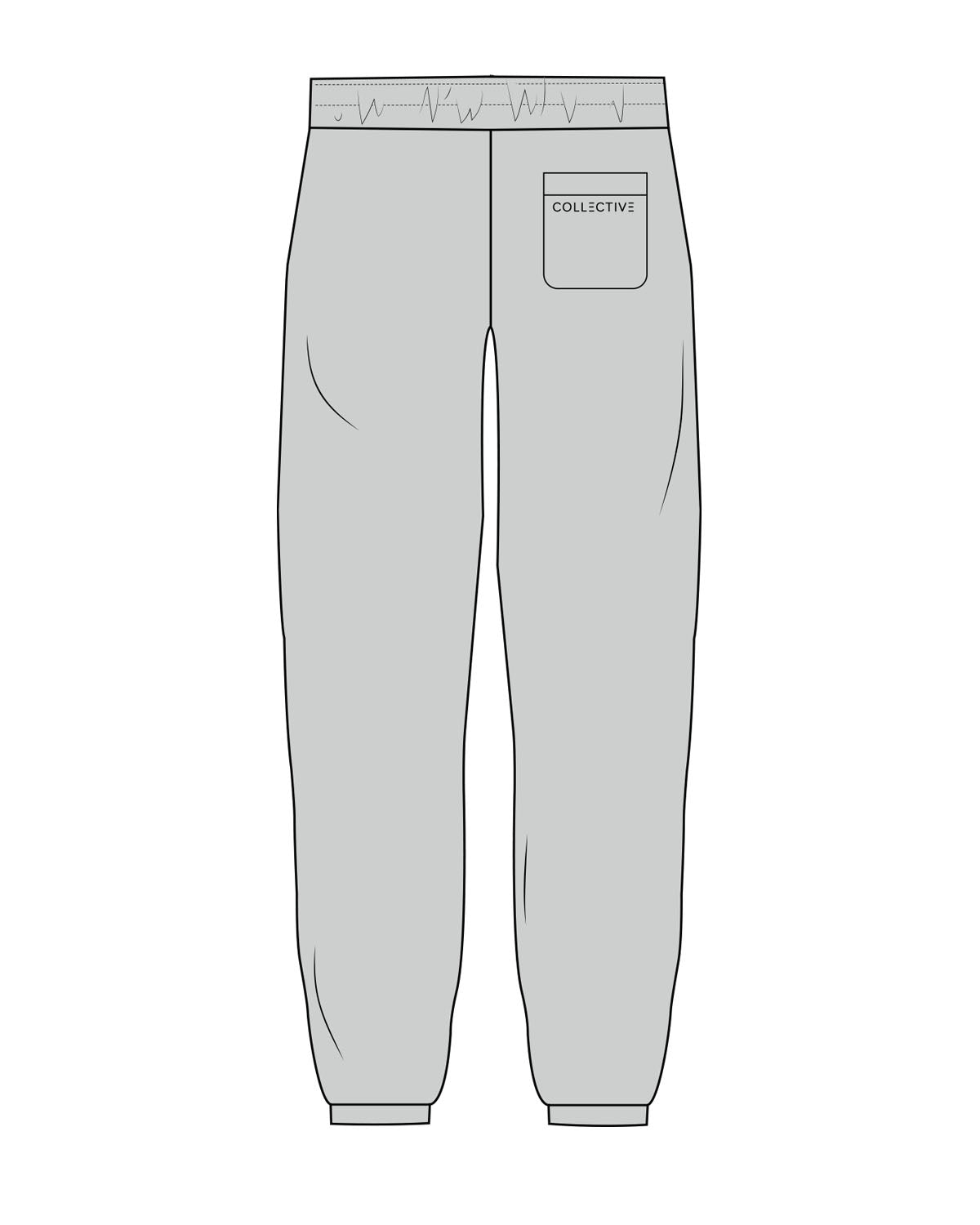 The Mens Sweatpants - Storm - Collective Studios - Back Pocket - PRinted - Black