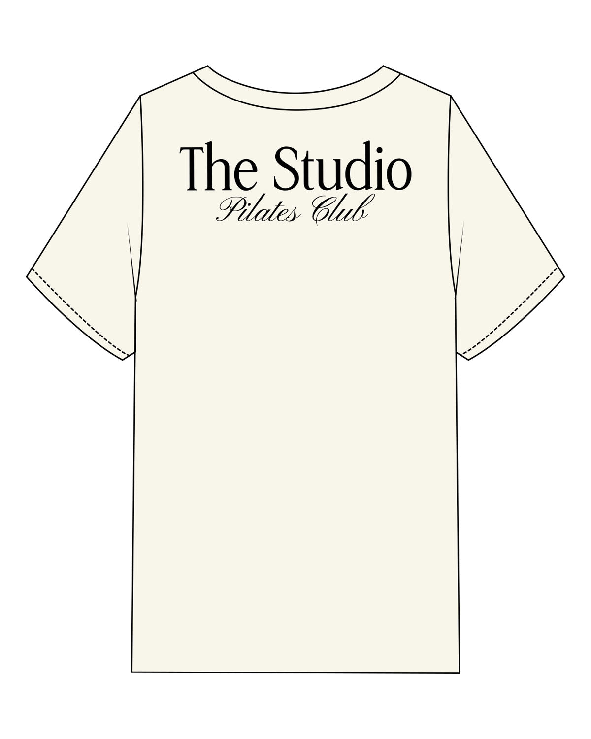 The Womens Heavyweight Tee - Off White - The Studio - Left Chest & Back Stacked - Printed - Black
