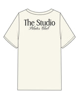 The Womens Heavyweight Tee - Off White - The Studio - Left Chest & Back Stacked - Printed - Black