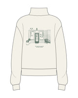 The Womens 1/4 Zip - Off White - Ascend Pilates - Left Chest Stacked & Center Back - #1b3427