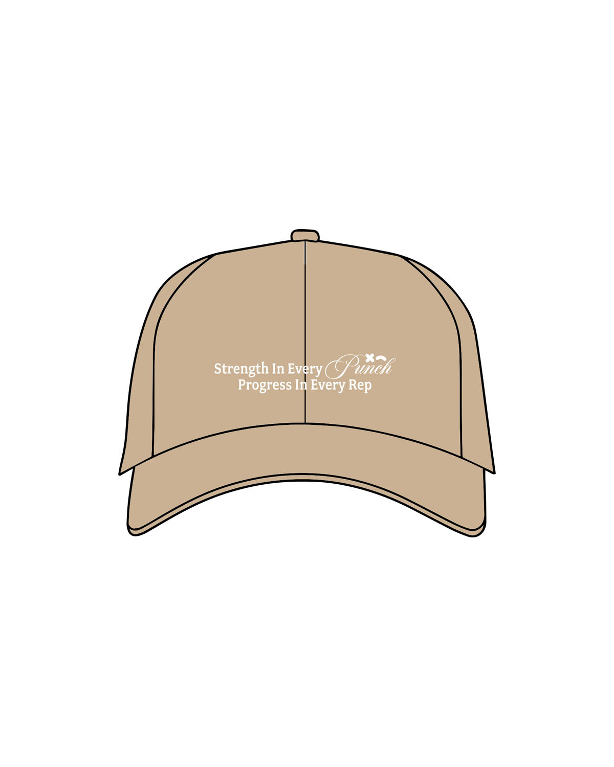 The Dad Hat - Khaki - Rumble - Center Crown Stacked - Progress - Embroidered - White