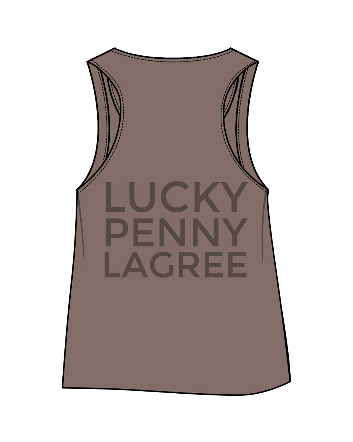 The Crop Tank - Cacao - Lucky Penny - Center Chest & Back Center Stacked - Tone on Tone
