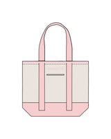 The Contrast Tote Bag - Natural / Light Pink - Studio 78 - Upper Body - Embroidered - Light Pink