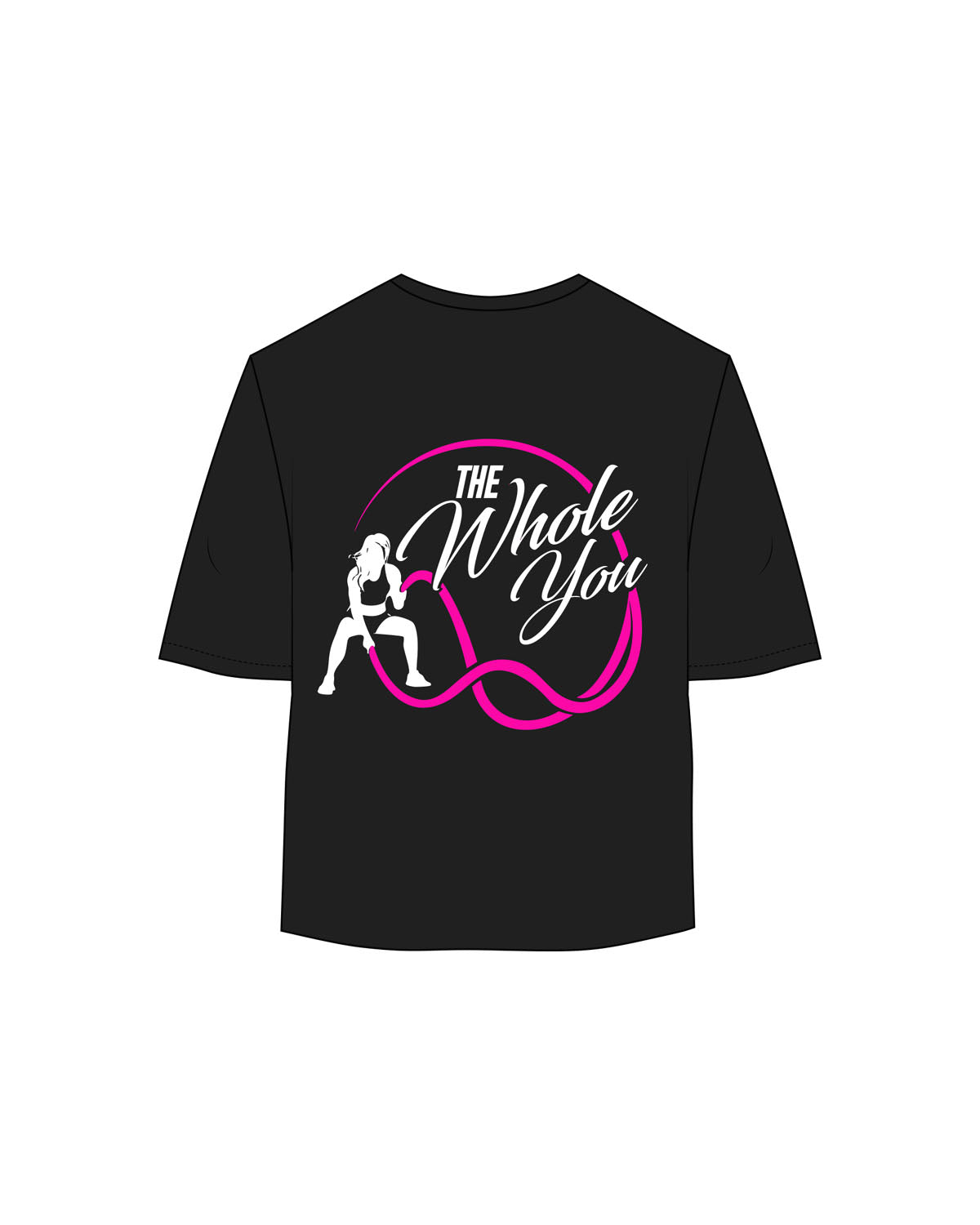 The Oversized Crop Tee - Black - The Whole You Wellness - Left Chest & Full Back - Printed - Full Color