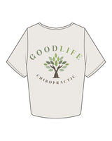 The Crop Tee - Bone - Goodlife Chiropractic - Left Chest & Back Center - Full Color