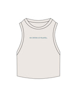 The Ribbed Crop Tank - Bone - Studio 78 - Center Chest - Embroidered - Teal