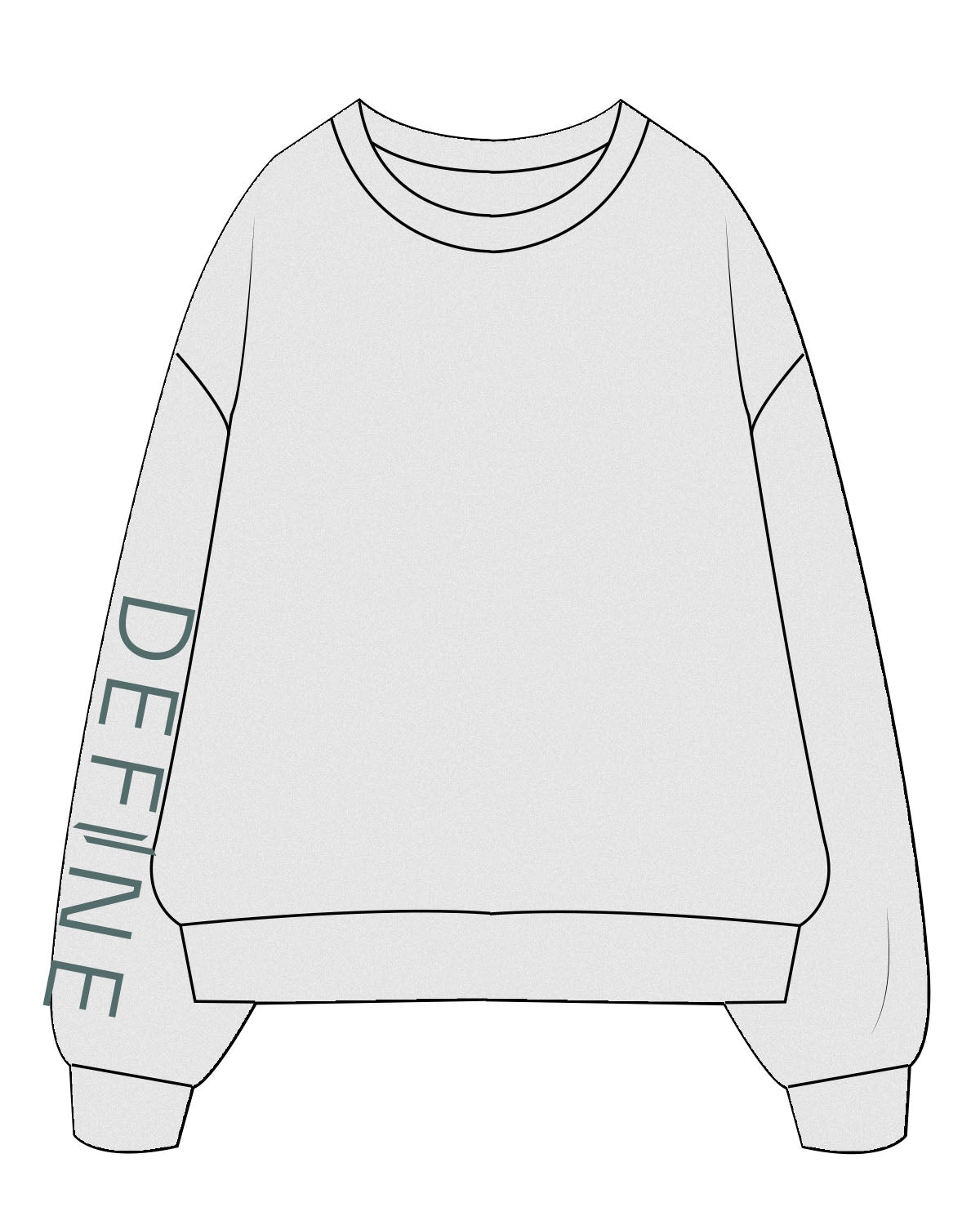 The Mens Crewneck - White Heather - Define Lagree - Righ Arm Sleeve - Define - Whirpool