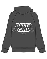 The Womens Hoodie - Washed Black - Delta Fitness - Left Chest & Back Center - Full Color