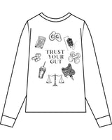 The Womens Long Sleeve - White - UCSD Health - Center Chest & Full Back "TRUST" - Black