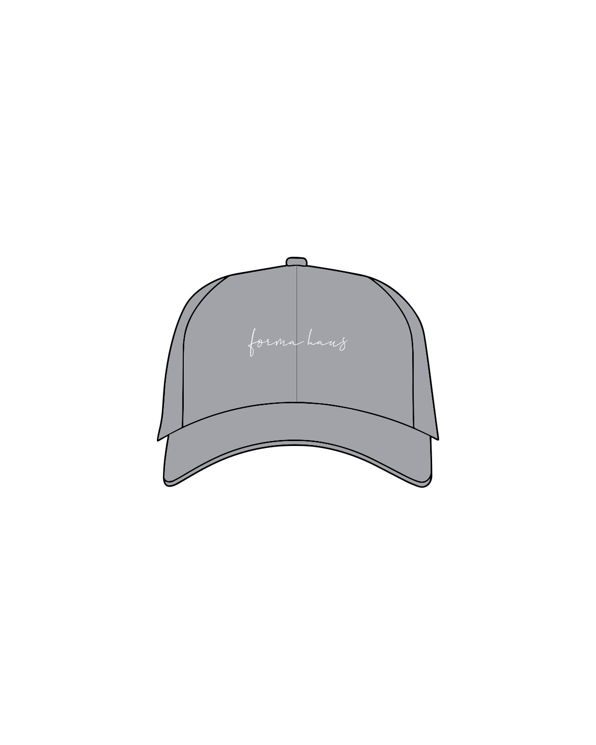 The Performance Hat - Gray - Forma Haus - Crown - Embroidered - White