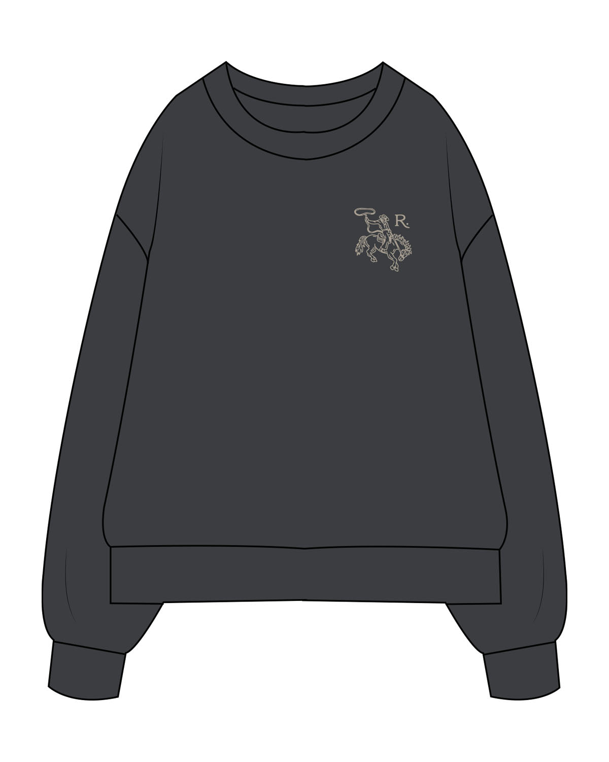 The Mens Heavyweight Crewneck - Coal - Raising Rock - Left Chest & Back Center - Printed - Full Color