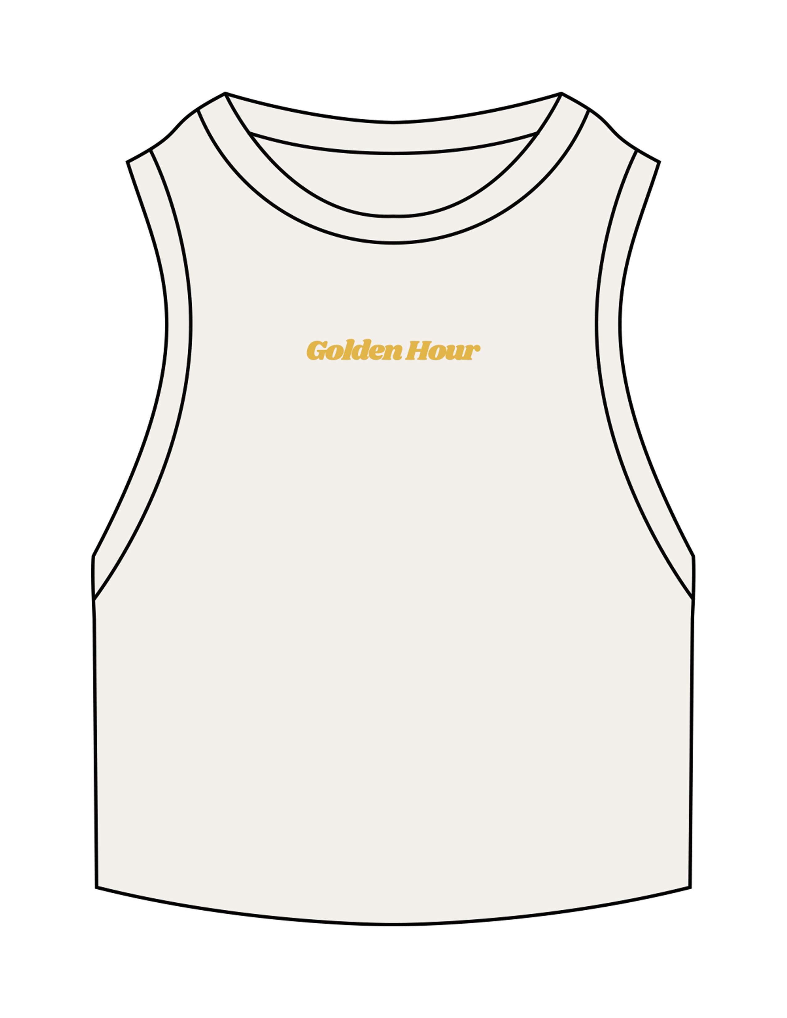 The Ribbed Crop Tank - Off White - Golden Hour RI - Center Chest - Embroidered - Gold