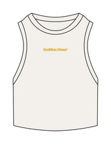 The Ribbed Crop Tank - Off White - Golden Hour RI - Center Chest - Embroidered - Gold