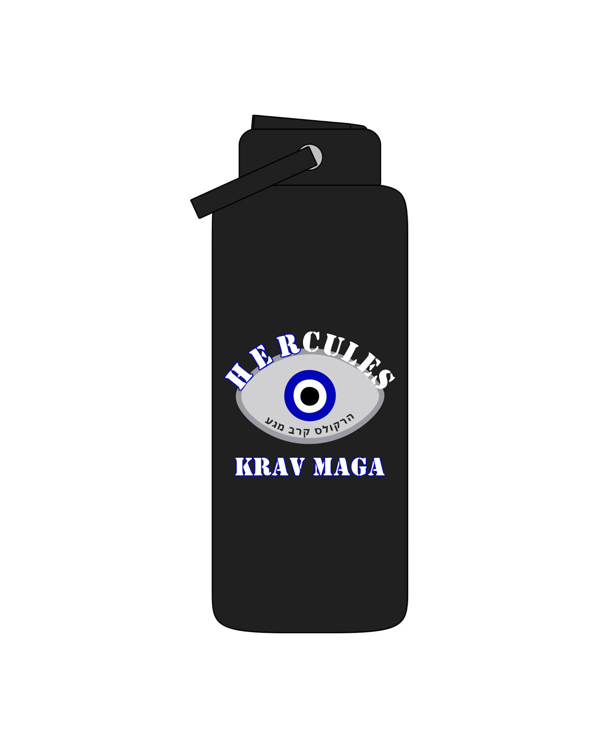 The Wide Mouth Water Bottle - Black - Hercules - Center Body - Printed - Full Color