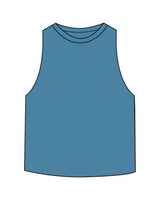 The Crop Muscle Racerback - Heather Deep Teal - Wicked Core - Back Spine - Printed - White