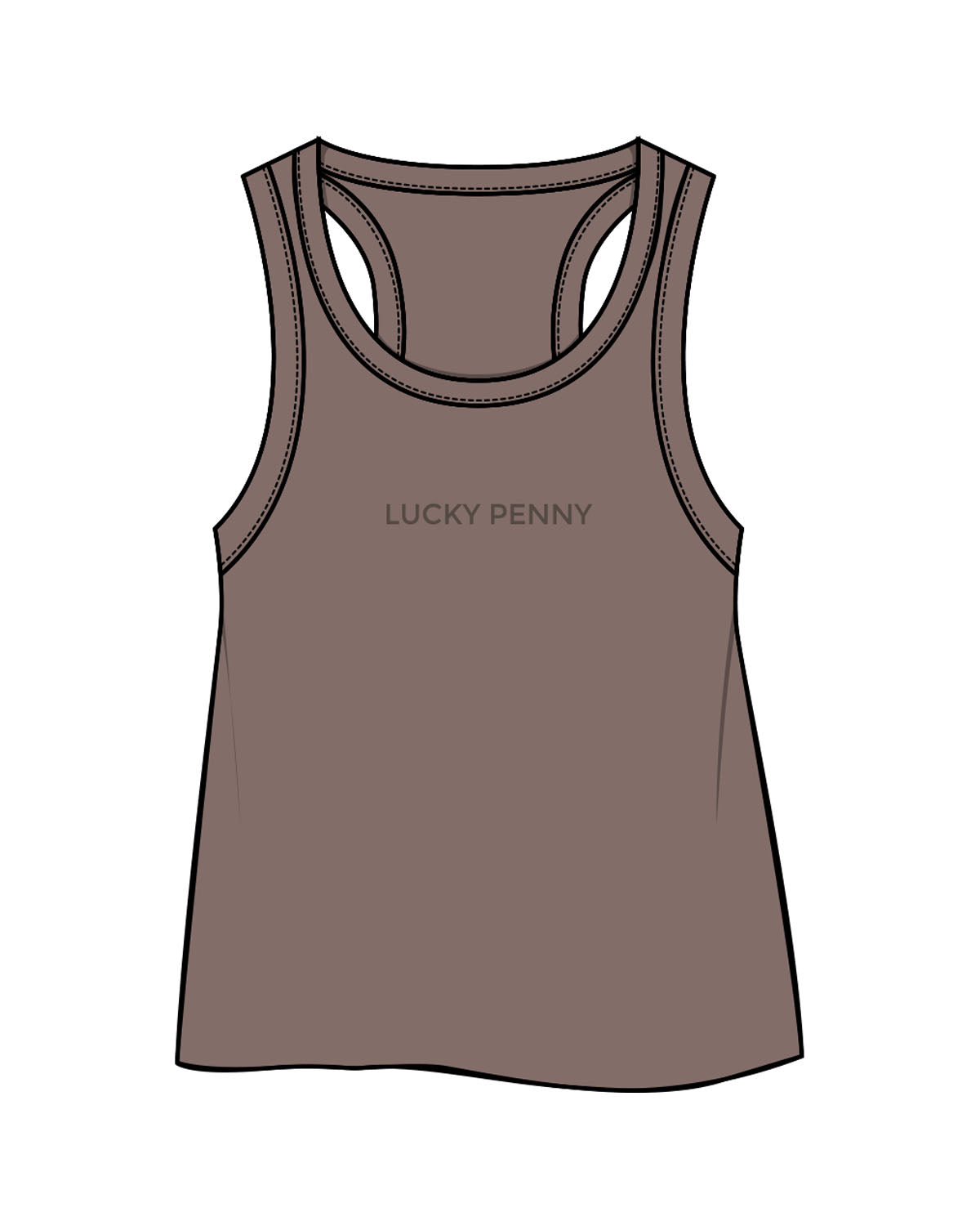 The Crop Tank - Cacao - Lucky Penny - Center Chest & Back Center Stacked - Tone on Tone