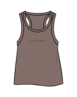 The Crop Tank - Cacao - Lucky Penny - Center Chest & Back Center Stacked - Tone on Tone