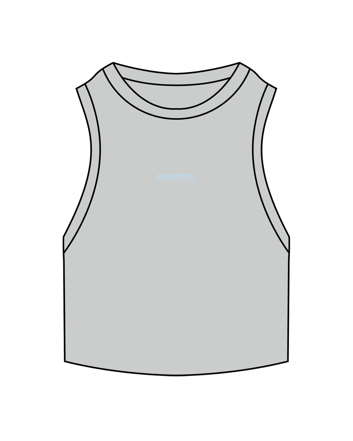 The Ribbed Crop Tank - Storm - Mantra - Center Chest & Back Neckline - Embroidered - Powder