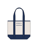 The Contrast Tote Bag - Natural / Royal - Studio 78 - Upper Body - Embroidered - Royal