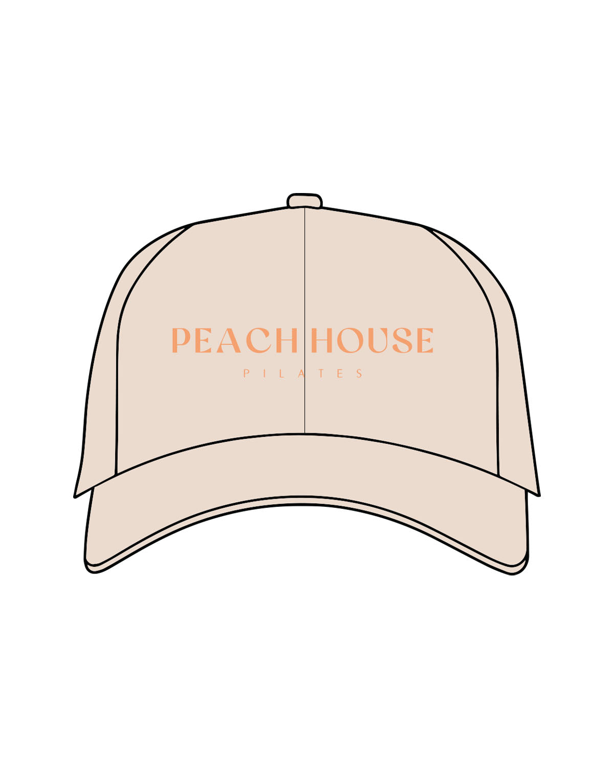 The Dad Hat - Stone - Peach House Pilates - Center Crown Stacked - Embroidered - Peach