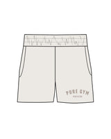 The Womens Sweat Shorts - Bone - Pure Movement - Left Leg - Tone on Tone