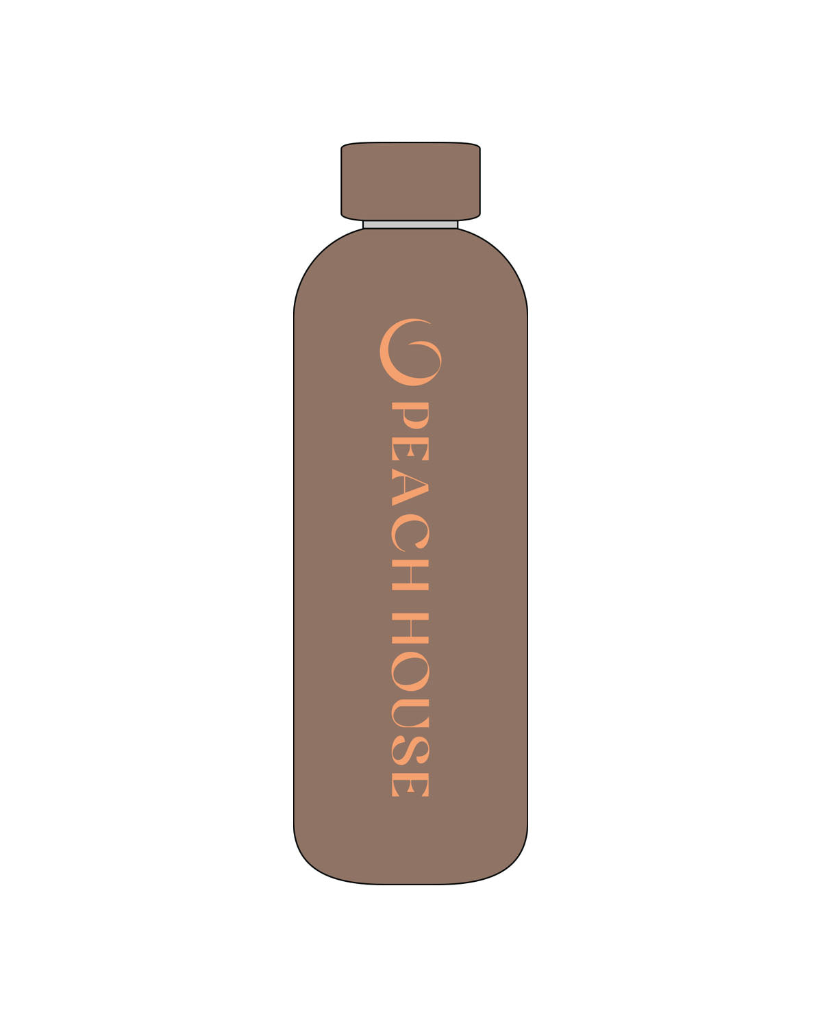 The Water Bottle - Latte - Peach House Pilates - Center Body Vertical - Printed - Peach Glossy