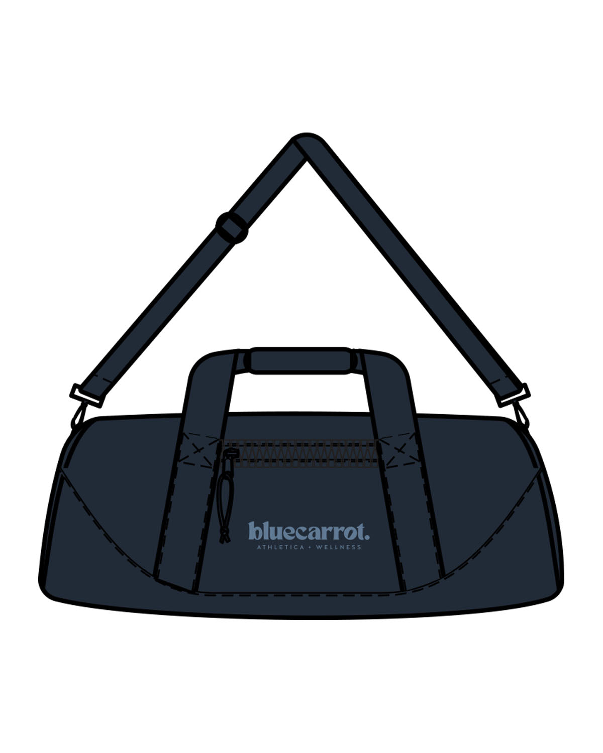 The Gym Duffel - Navy - BlueCarrot - Center Body Stacked - Printed - Blue